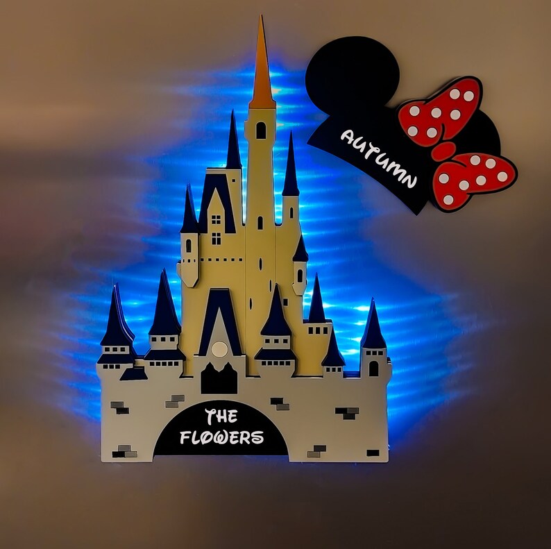 Customizable Wooden Light up Disney Castle W/ Fireworks Etsy