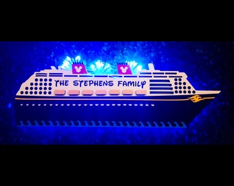 Ultimate Customized Disney Cruise Wooden Light Up Ship Magnet With Fireworks