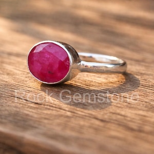 Indian Ruby 925 Sterling Silver Rings, Handmade Statement Ring For Her