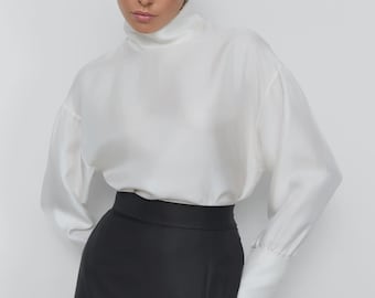 Hight neck satin blouse