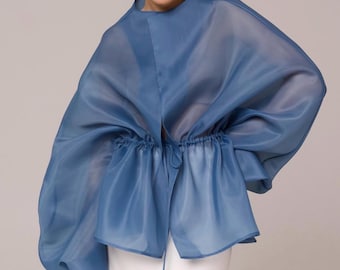 Organza blouse | Can be lined  | modest top |Business style blouse| Tzinut clothing | Minimalist design | Custom made