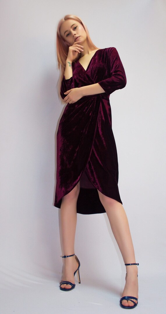 wine velvet midi dress