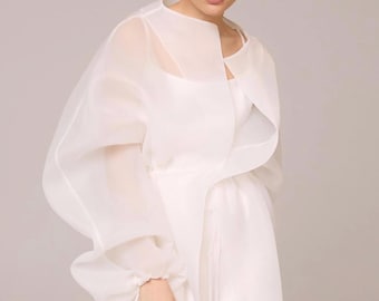 Organza blouse coat | Can be lined  | modest top | Tzinut clothing | Minimalist design | Custom made| Top Layer