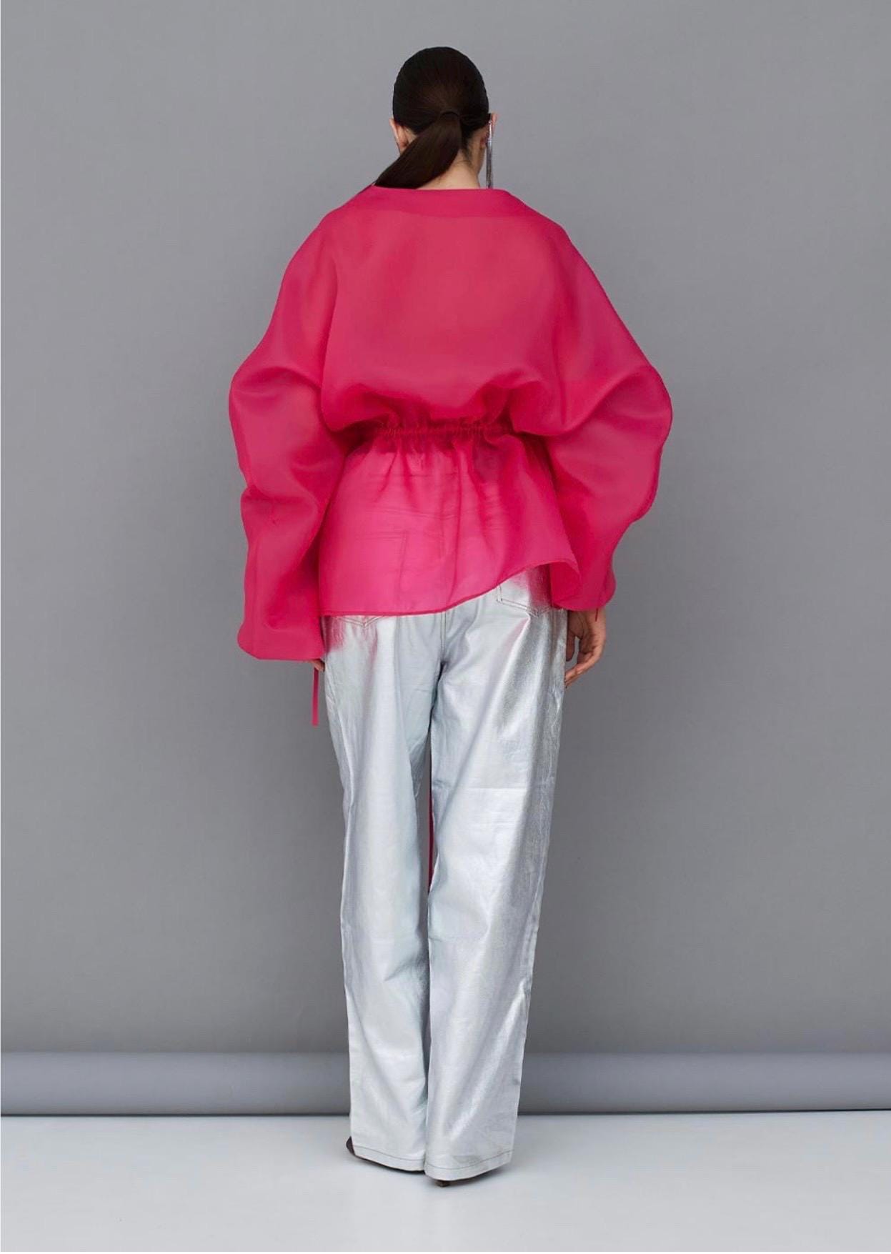 Striped Organza Blouse Light Pink main image 0