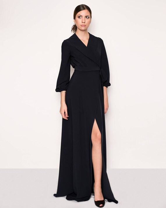 wrap maxi evening dress
