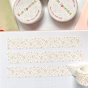 Washi Tape Paillettes Amusantes - Masking tape scintillement coloré - Motif coloré étoile couleur pastel unique original mignon positif