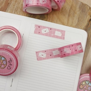 Washi tape lettre d'amour - Masking tape - Snail mail, correspondants, envoi de courrier, happy mail, ruban adhésif décoratif mignon rose