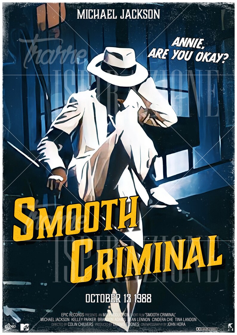 Michael Jackson SMOOTH CRIMINAL Original Poster Art Print Etsy