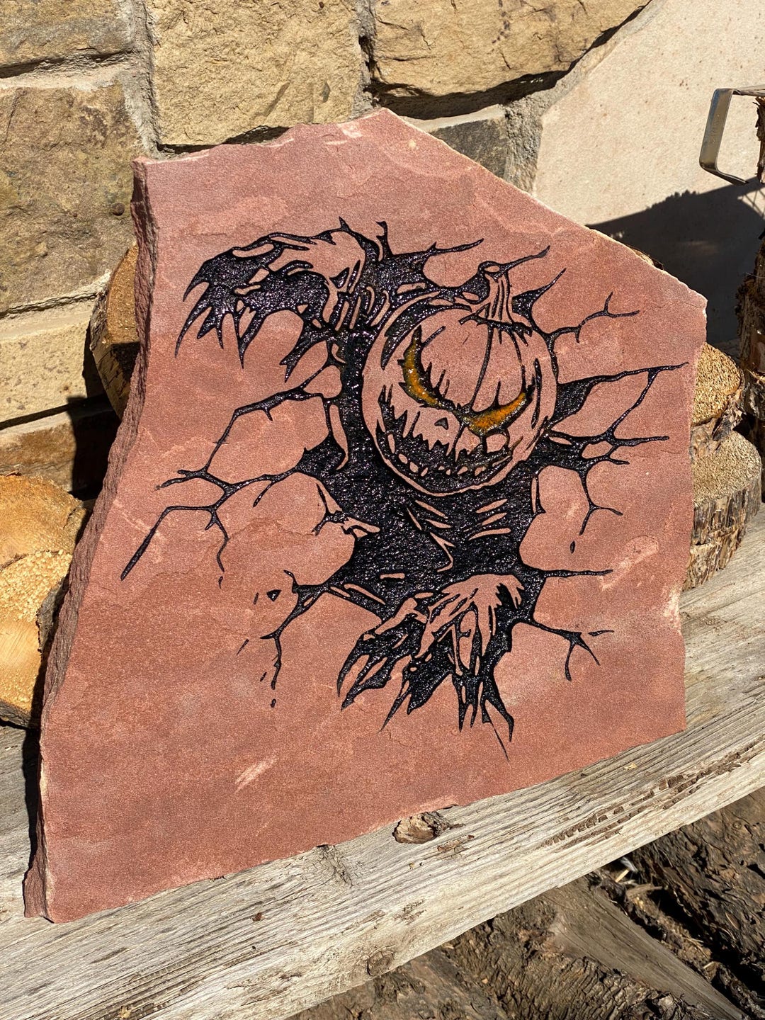Rock Rippers, Jack-o-lantern Rock, RIP Stone, Halloween Engraved Rock ...