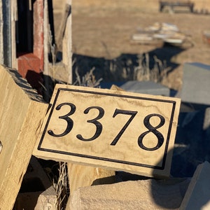 Custom Engraved Sandstone House Number Sign - 16x10x1.75&quot;