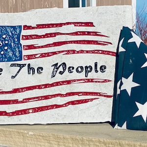 Gravierte Amerikanische Flagge Stein: Garten Dekoration