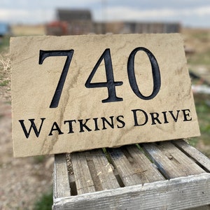 Personalized Engraved Stone Address Stone 16x10x1.75&quot;, House Numbers with street name
