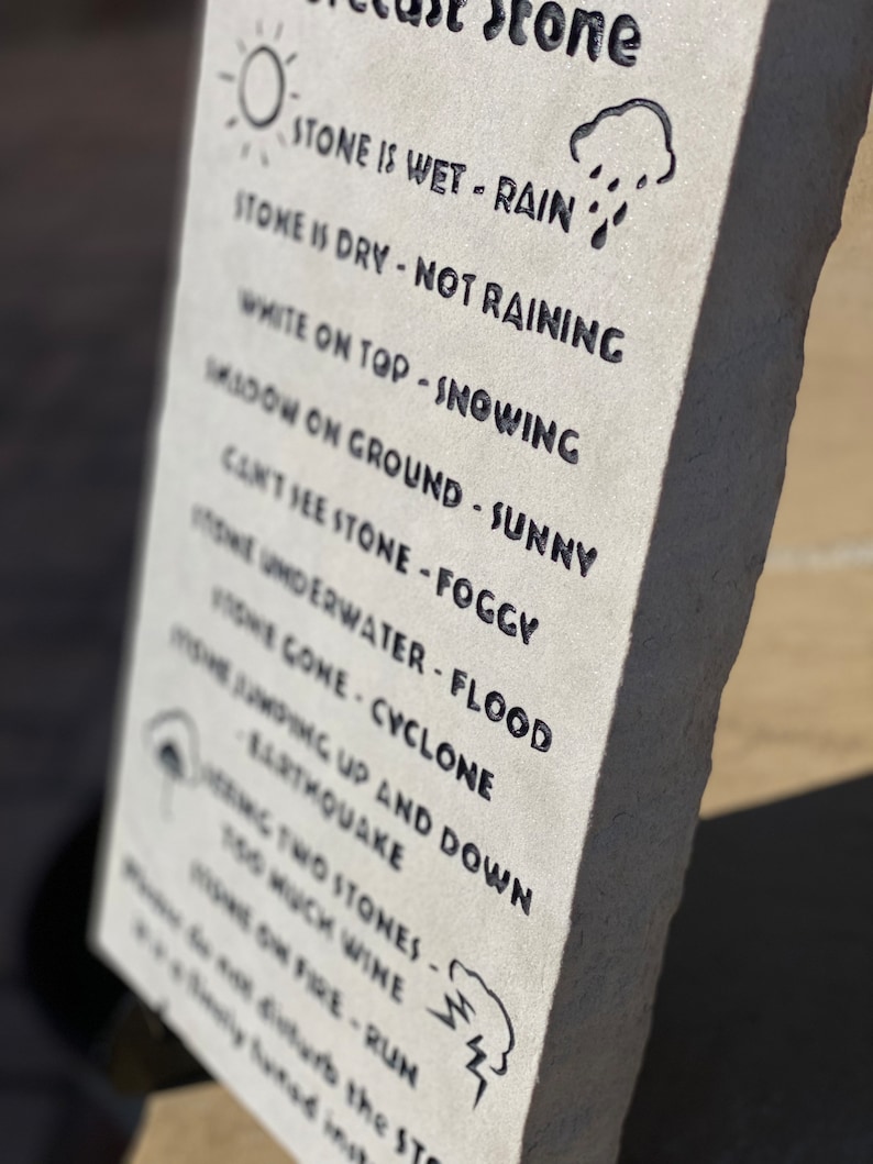 Engraved Weather/ Forecast Stone. 17x11x1.75 Inches Made of Natural