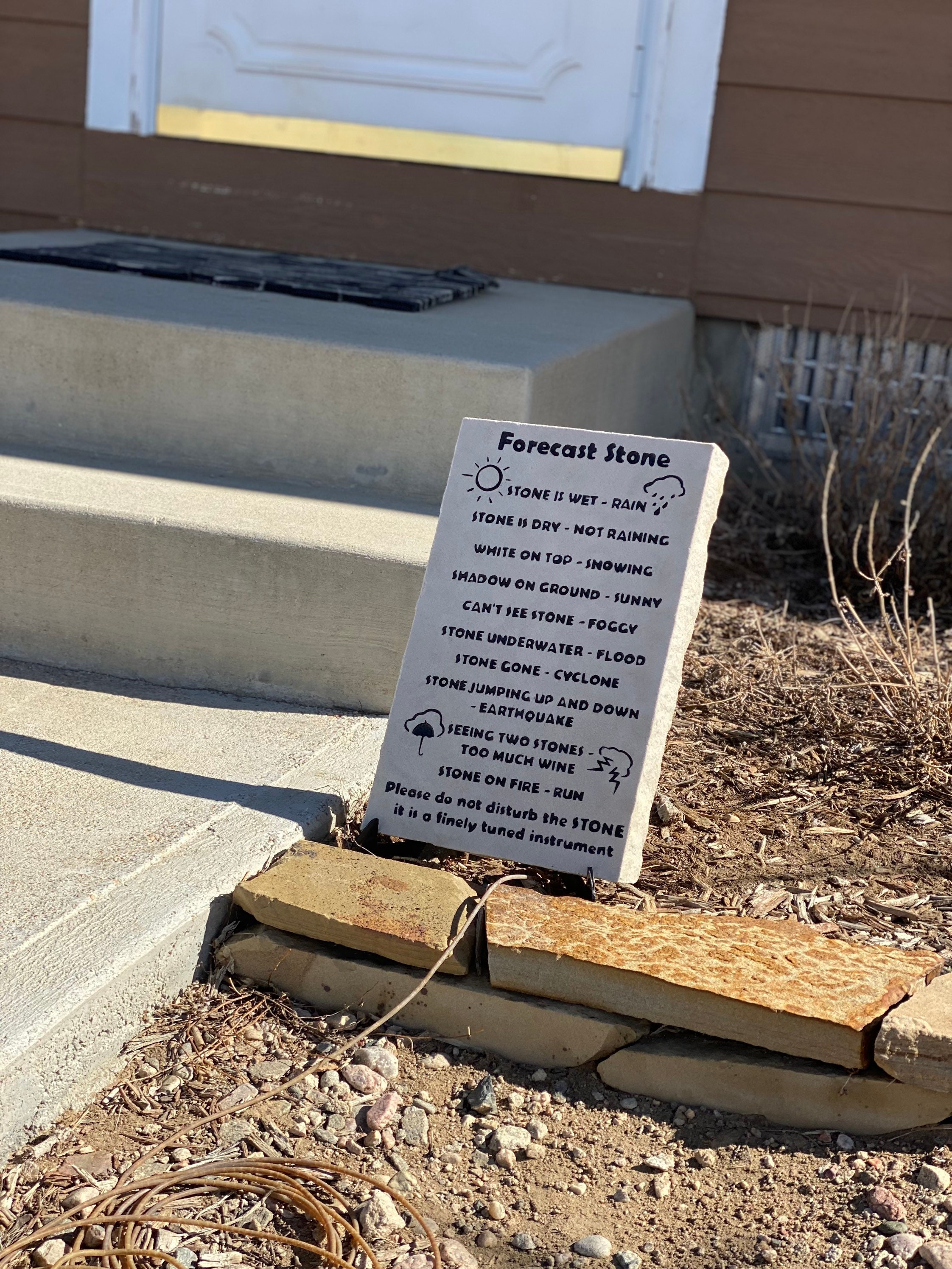 Engraved Weather/ Forecast Stone. 17x11x1.75 Inches Made of Natural Stone, Weatherproof pun