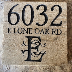 Engraved Stone Address Plaque: 10x10 Sandstone Sign