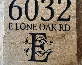 Engraved Stone Address Plaque: 10x10 Sandstone Sign