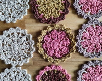 UK terms Crochet Pattern Power Flower Small for coasters, garlands and bunting