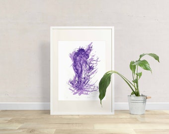 Unique small screen print female portrait fantasy illustration inktober limited edition fine artwork figurative gifts for her A5 print