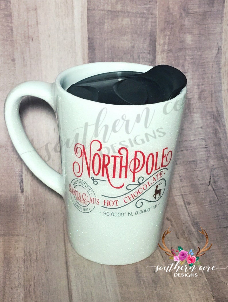 North Pole Glitter Coffee MugPersonalized MugCustomized Cups