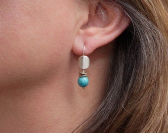 Sterling Silver Turquoise Bead Dangle Earrings: Interchangeable Boho Chic Enhancers