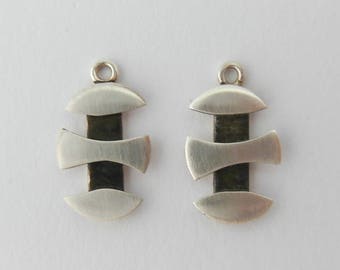 Oxidized Sterling Silver Earring Enhancers: Bold Shield Dangles