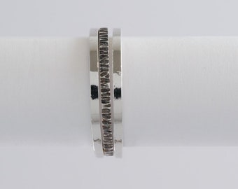 Sterling Silver Stackable Ring Set: Oxidized Tree Bark Texture