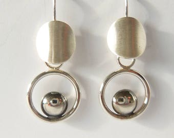 Sterling Silver Interchangeable Dangle Earrings: Modernist Artisan Jewelry