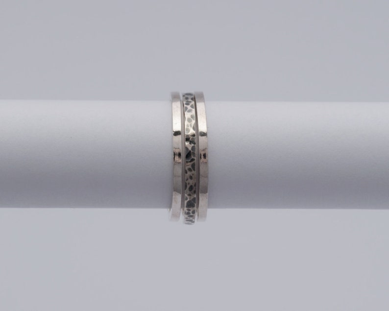 925 Zilver stapelbare ringen set vierkant draad Elegant Gepolijst, Gehamerd Geoxideerd Minimalistich Mix & Match Perfect Cadeau Stapelringen afbeelding 8