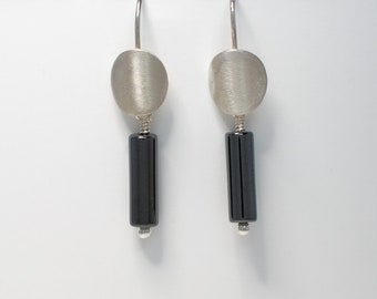 Sterling Silver Interchangeable Earrings: Hematite Dangles, Argentium Silver