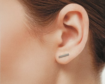 Sterling Silver Bar Stud Earrings: Minimalist Everyday Jewelry