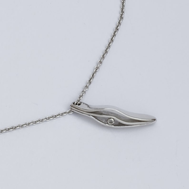 925 Zilveren Hanger Hand gesmeed origineel design met een kleine CZ ketting met hanger origineel halssieraad cadeau voor haar design afbeelding 6
