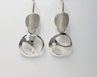 Handmade Sterling Silver Convex Dome Earrings: Interchangeable Dangles