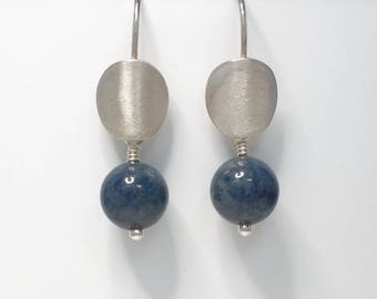 Sterling Silver Lapis Lazuli Dangle Earrings: Interchangeable Design