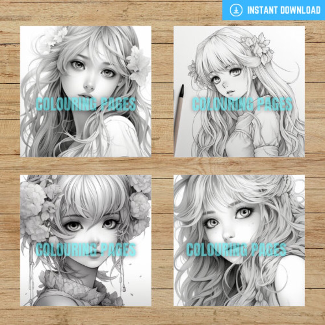 22 Beautiful Anime Girl Coloring Pages Plus 2 Covers - Etsy