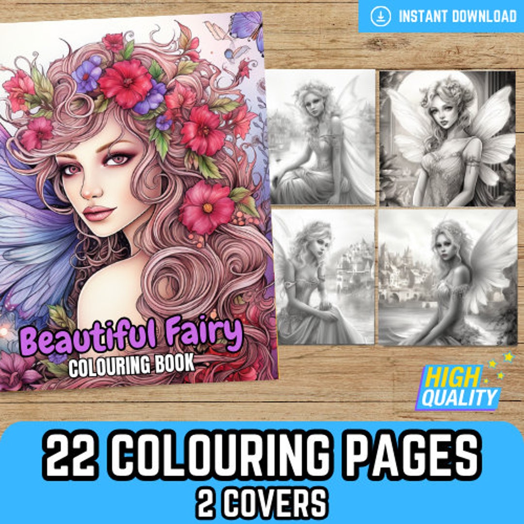 22 Beautiful Fairy Colouring Pages Plus 2 Covers - Etsy