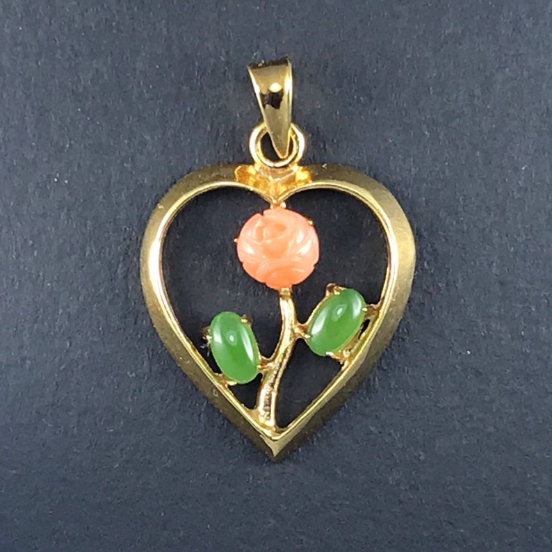 Heart Shaped Green Jade Pendant Jewelry C Flower 14k Gold - Heart Shaped Jade Pendant Heart Shaped Green Jade Pendant Jewelry C Flower 14k Gold - Heart Shaped Jade Pendant