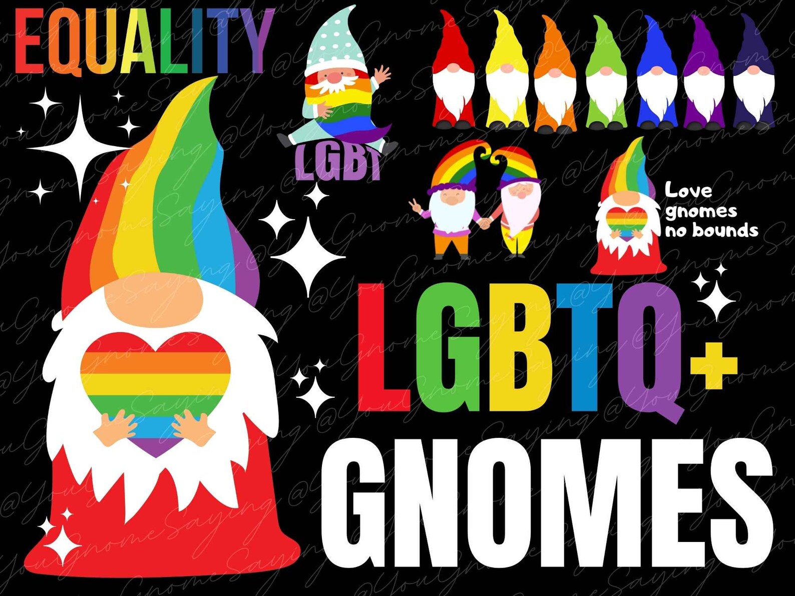 LGBT Gnome LGBTQ Gnomes Rainbow Gnomes Gnome SVG Png | Etsy
