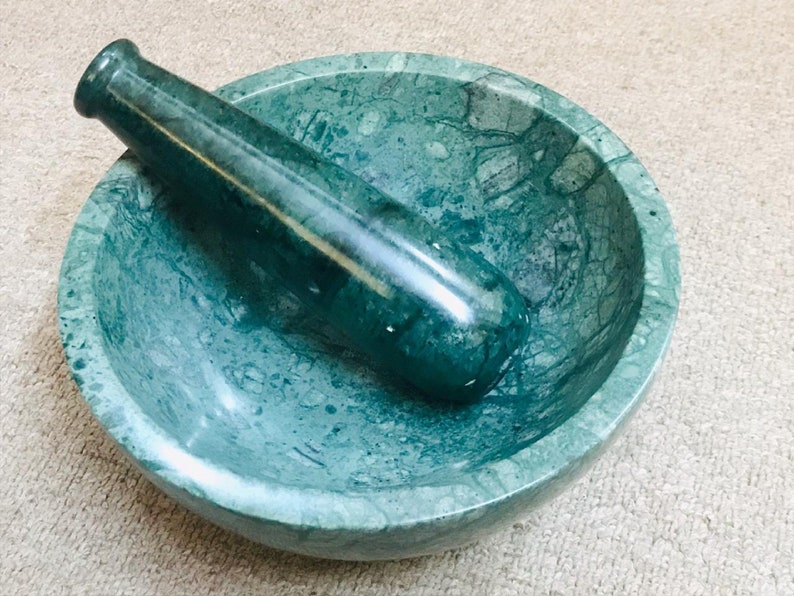 Mortar and Pestle Set 7 large Green Granite Etsy Australia