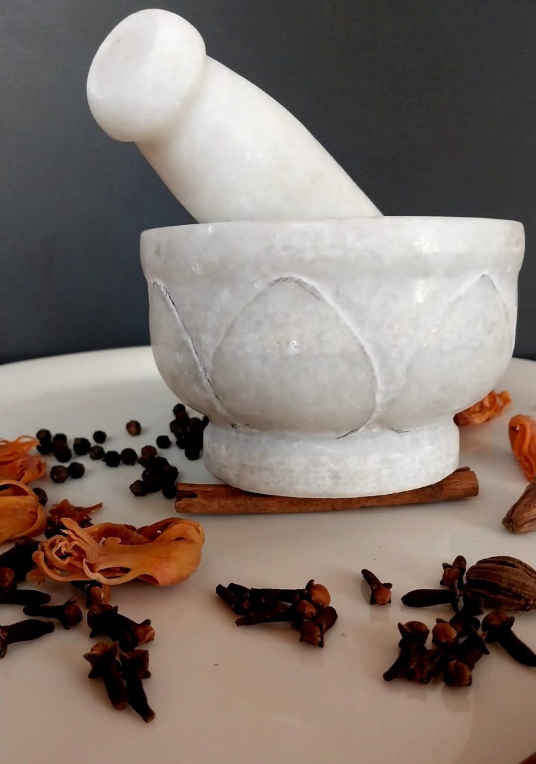 Engraved Mortar and Pestle Set Polished White Marble From Etsy