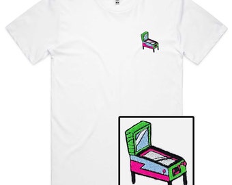 Pinball Embroidered T-Shirt | Available in 10 colours | 100% Cotton