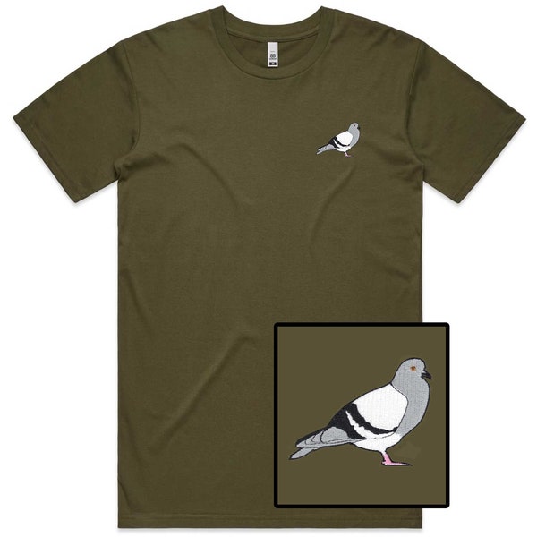 Pigeon Embroidered T-Shirt | Available in 10 colours | 100% Cotton