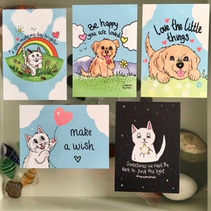 Jeu de cartes postales Uplifting pour animaux de compagnie – Pup Me Ups | Messages positifs, citations inspirantes, courrier heureux, papeterie pour chiens et chats