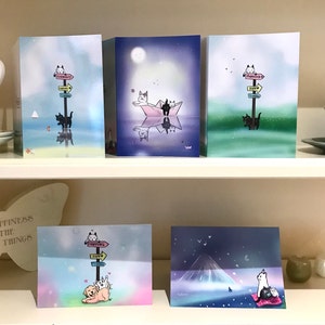 5 biglietti d'auguri di lusso set - biglietto d'auguri originale, Design dentro e fuori, arte originale, biglietto vuoto, biglietto di ringraziamento, biglietto di compleanno