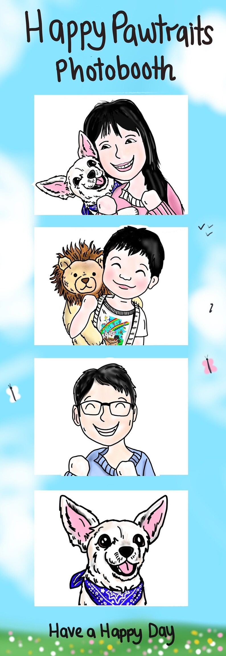 Photo Stickers Booth Custom Photo Booth Stickers – Hand-drawn Pet or Human Portraits ...