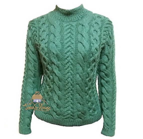 Women Cable Chunky Knit Sweater With High Round Neck Aran Wool Turtleneck Loose Knit Sweater Women Cable Chunky Knit Sweater With High Round Neck Aran Wool Turtleneck Loose Knit Sweater