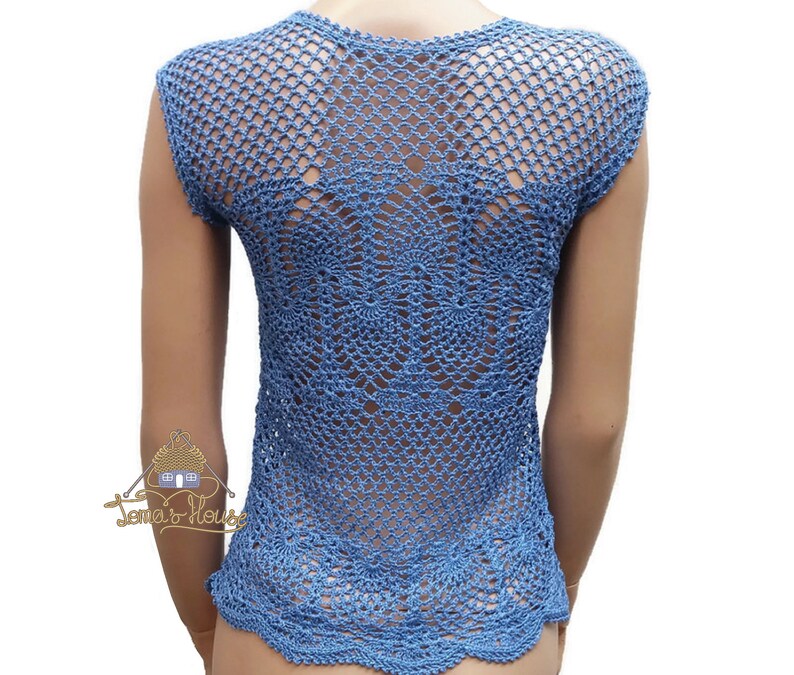 Sleeveless Crochet Lace Blouse Cotton See Through Blouse Etsy