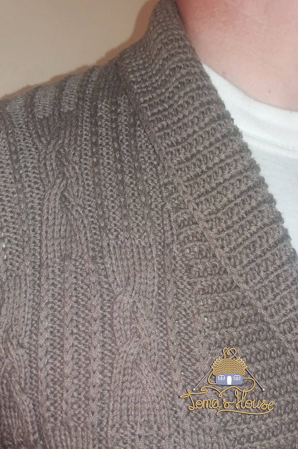 Mens Cable Knit Cardigan On Buttons with Shawl Collar Etsy