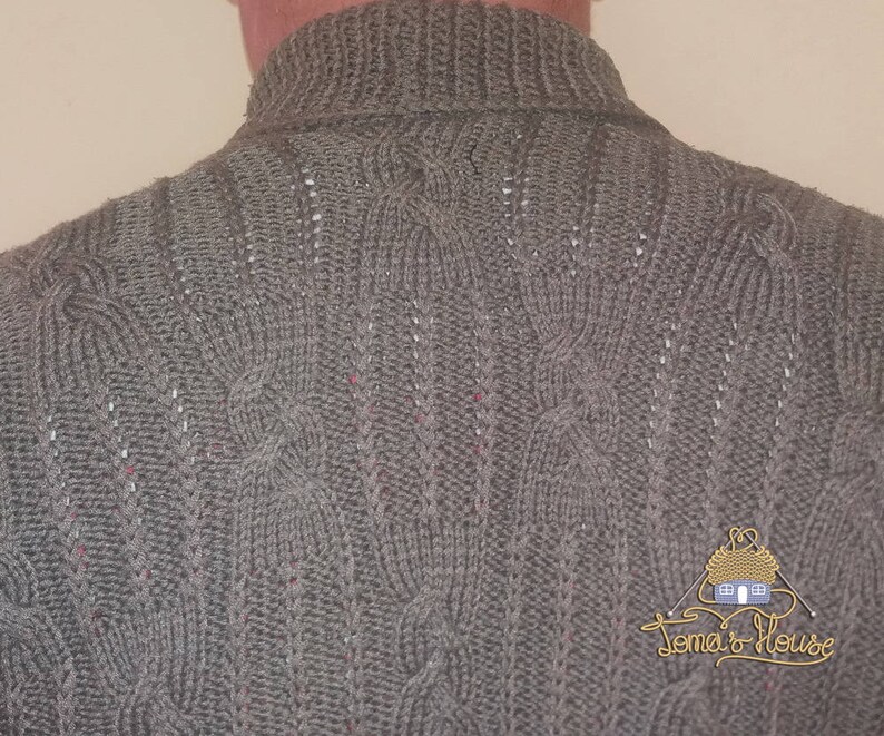 Mens Cable Knit Cardigan On Buttons with Shawl Collar Etsy