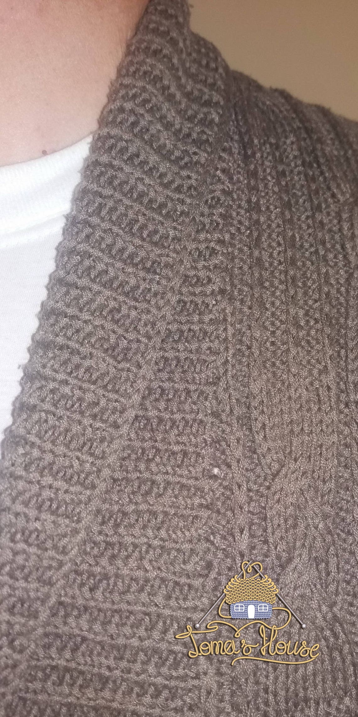 Mens Cable Knit Cardigan On Buttons with Shawl Collar Etsy