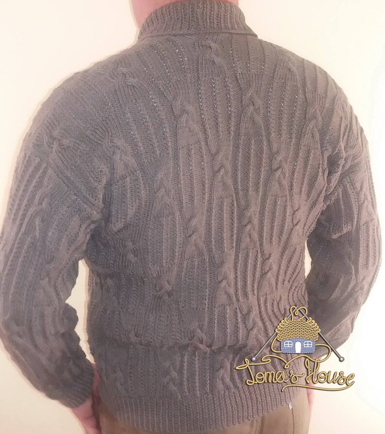 Mens Cable Knit Cardigan On Buttons with Shawl Collar Etsy